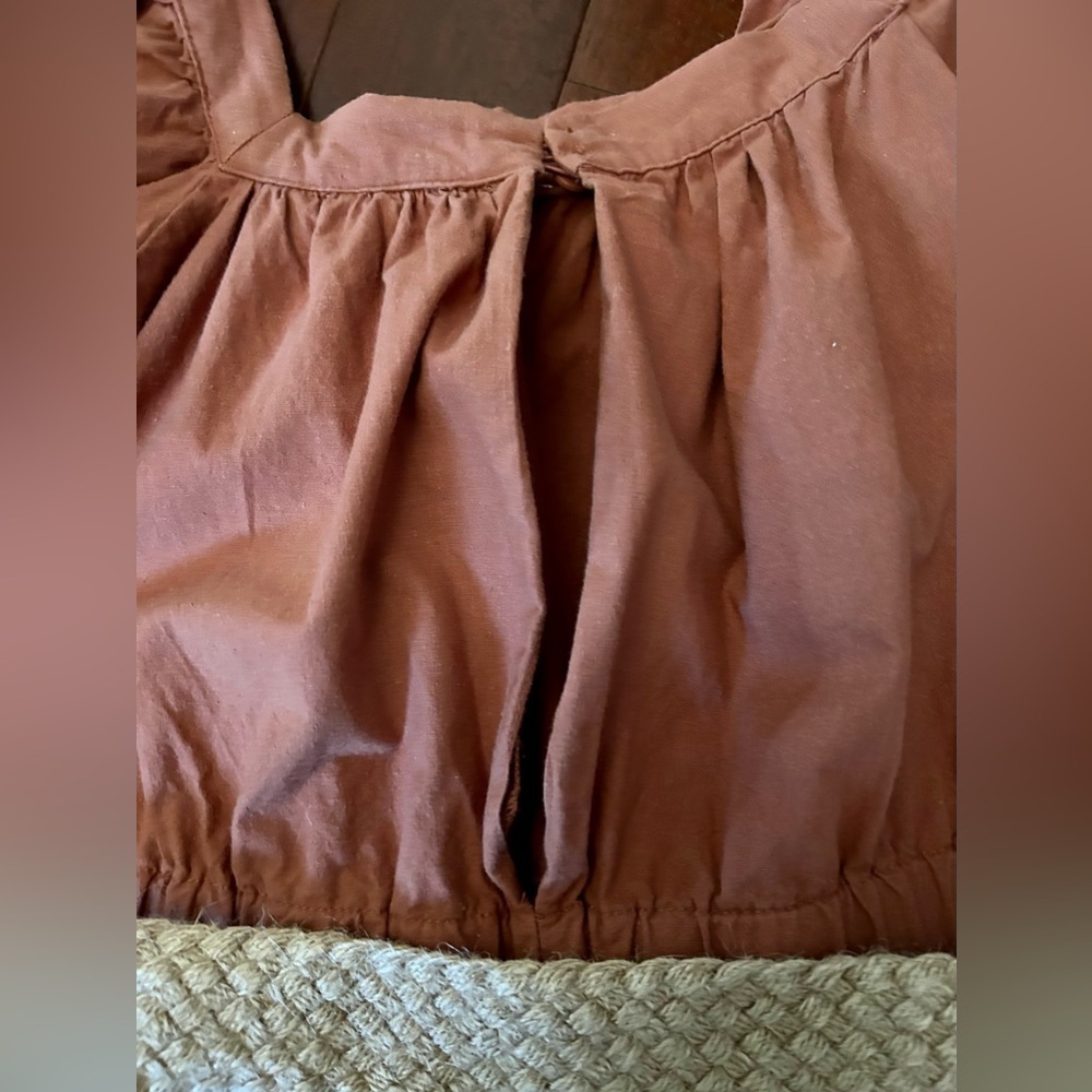 H&M BELTED ROMPER SIZE XS RUST BROWN cotton excellent condition - Picture 12 of 12